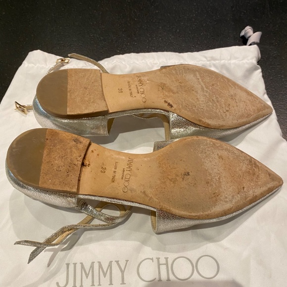 Jimmy Choo Lancer Flat in Silver Glittered Leather - Picture 8 of 8